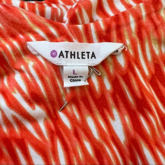 Athleta Animal Print Sleeveless Knit Dress, Size Large - Orange/White - Picture 8 of 12